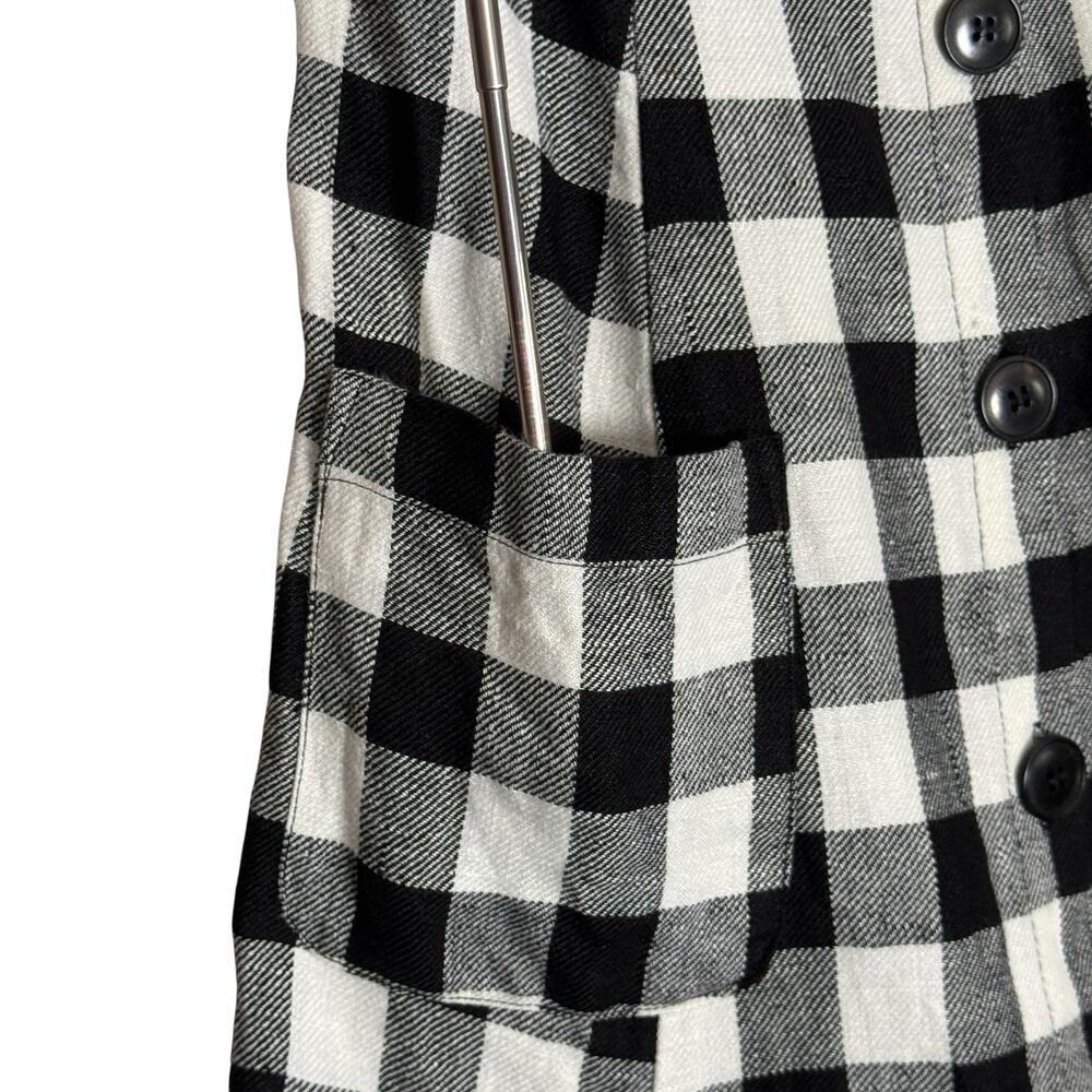 Reformation Hattie Linen Midi Dress Gingham Black White Size 6 Off the Shoulder - Picture 8 of 11